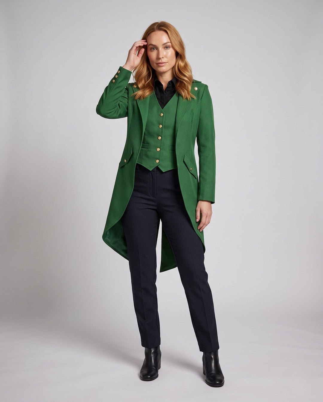 Damska vintage-Styl costume kurtka z asymmetrical Dół