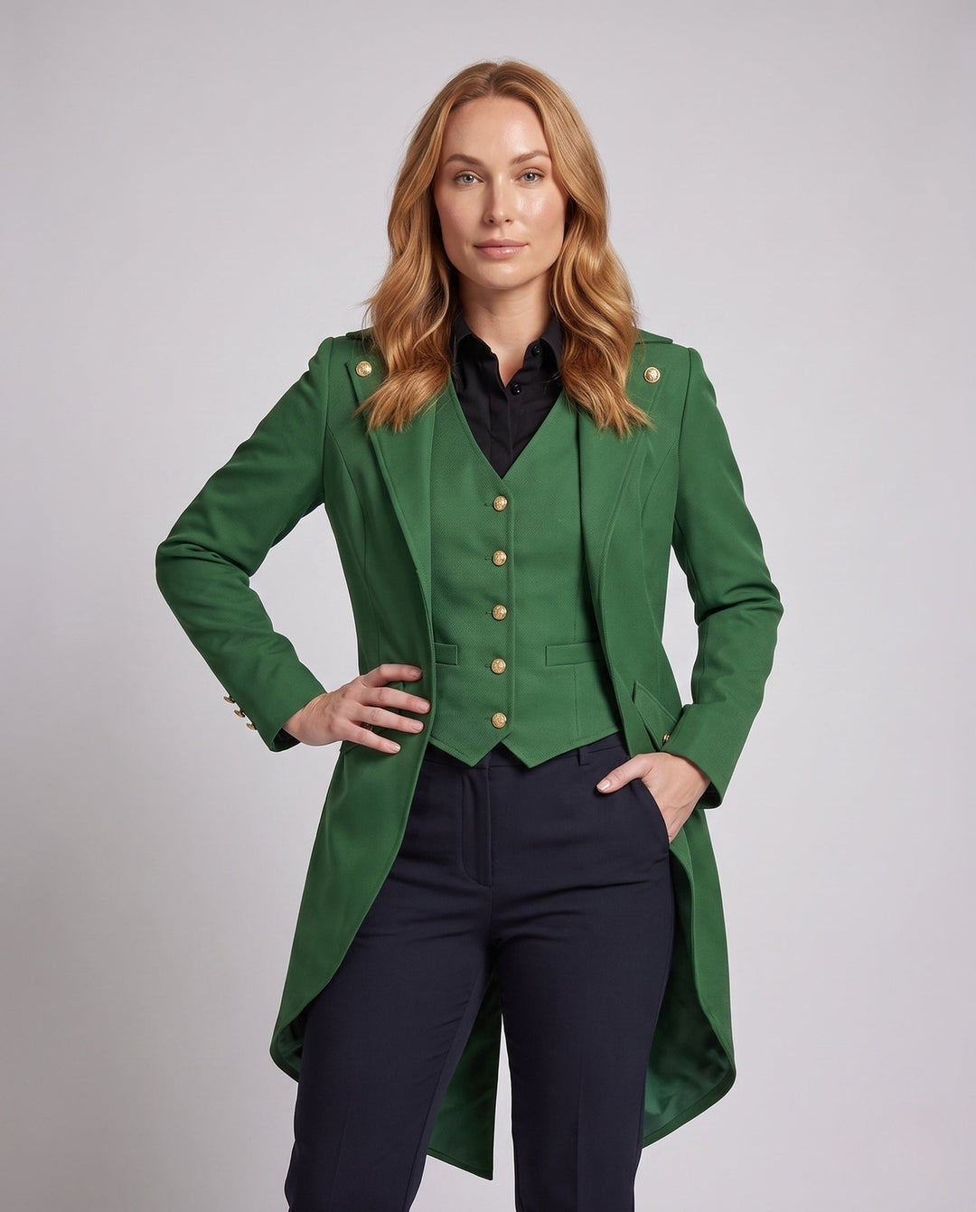 Damska vintage-Styl costume kurtka z asymmetrical Dół