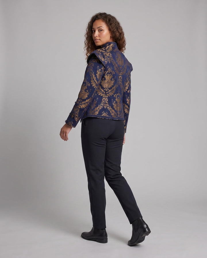 Damska Luxurious Jacquard kurtka z Intricate Embroidery Lumaza