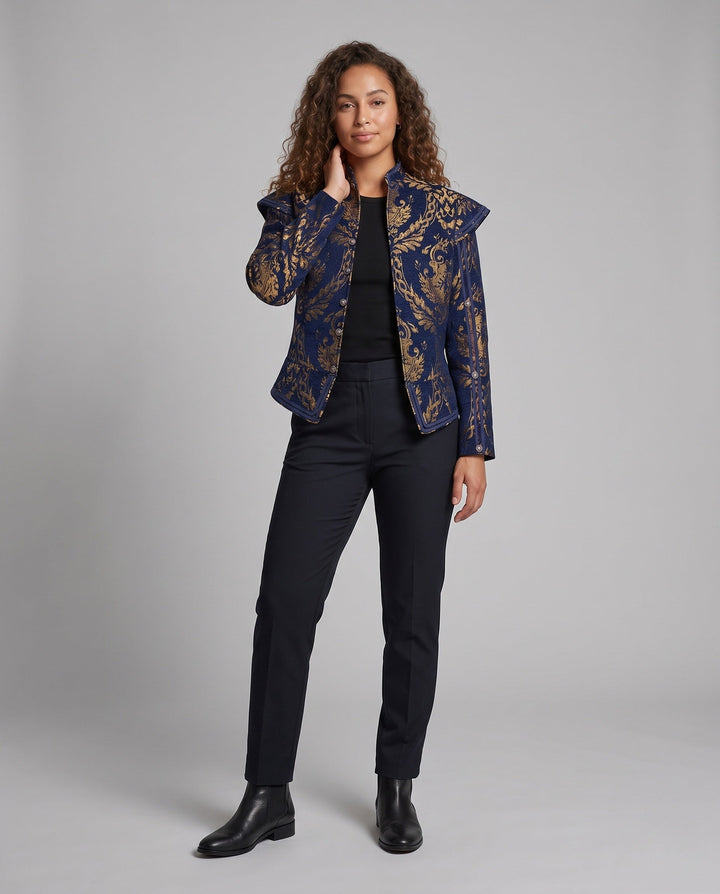 Damska Luxurious Jacquard kurtka z Intricate Embroidery Lumaza