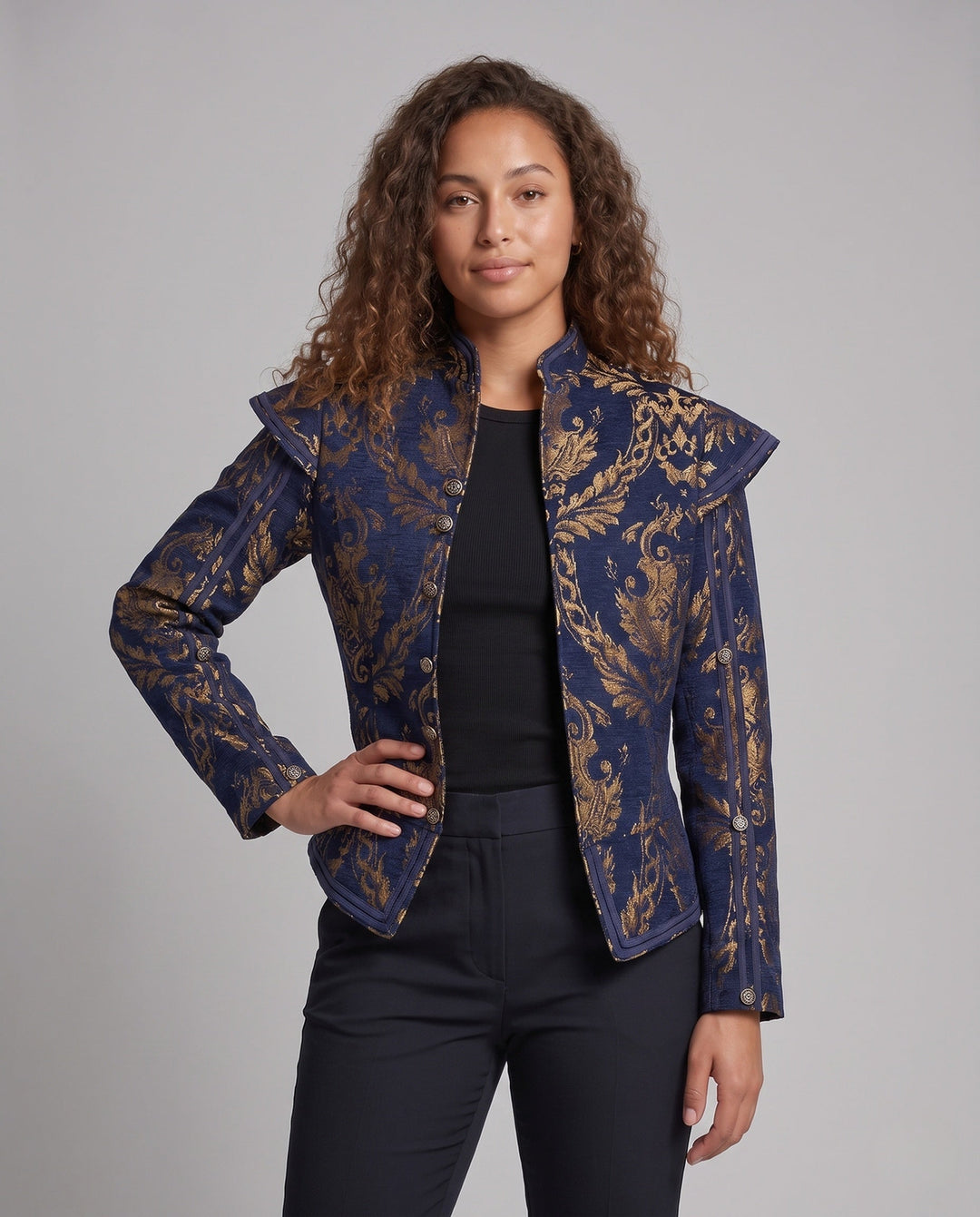 Damska Luxurious Jacquard kurtka z Intricate Embroidery Lumaza