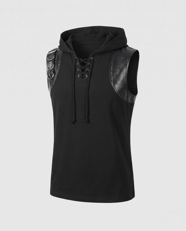 Damska z kapturem kamizelki z leather accents i lacing Lumaza