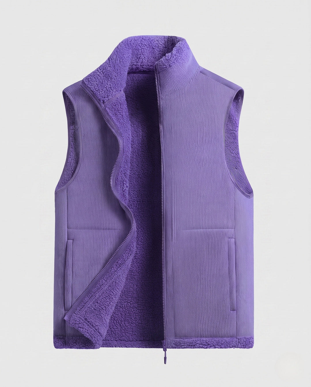 Męska warmwg Sherpa fleece kamizelka z pełnym zamkiem i naszywanymi kieszeniami