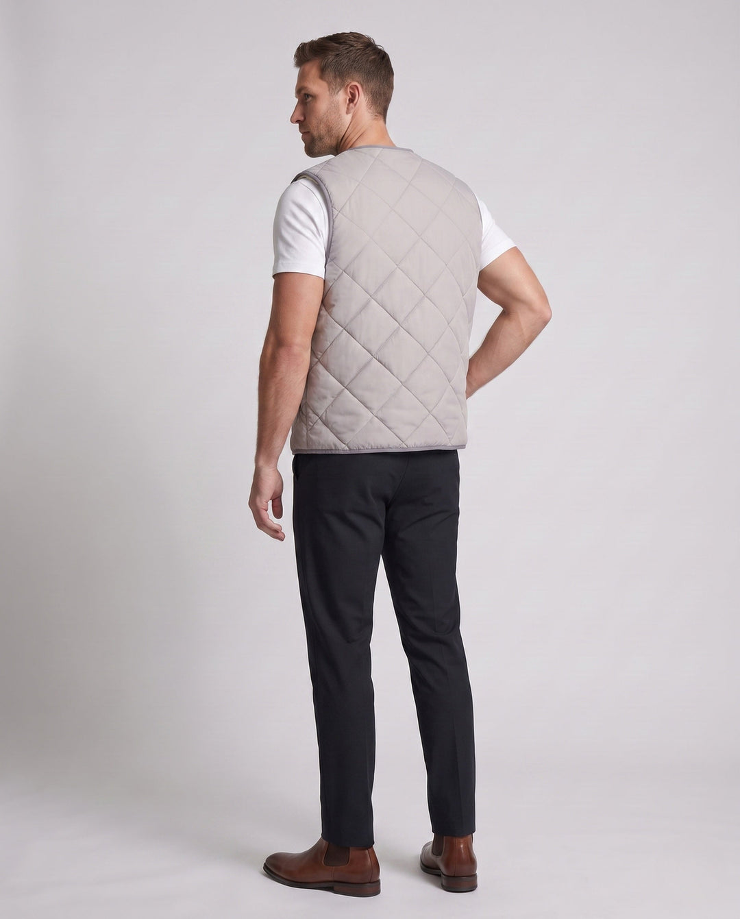 Męska pikowana termiczny kamizelka z teddy Lwwg i Press Studs