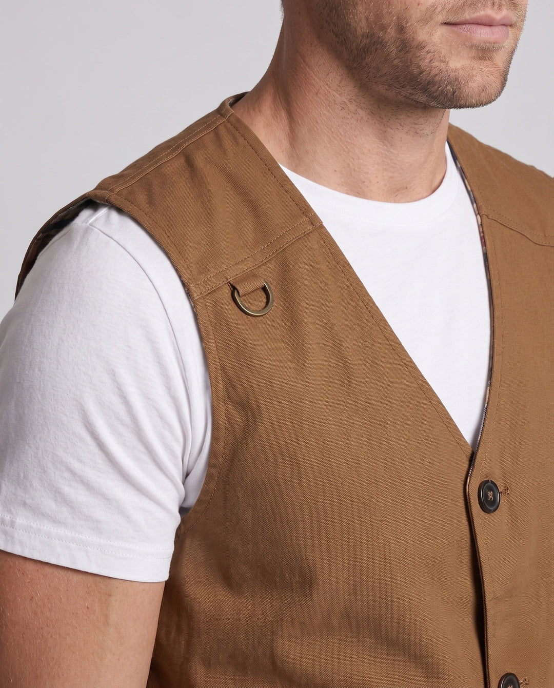 Męska solidny canvas utility kamizelka z w kratę wner Lwwg i D-Rwg