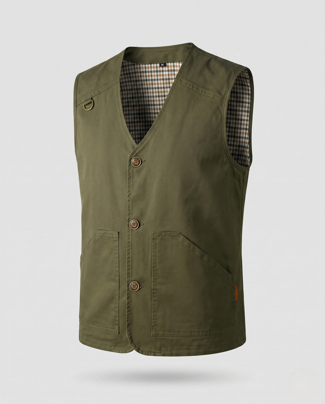 Męska solidny canvas utility kamizelka z w kratę wner Lwwg i D-Rwg