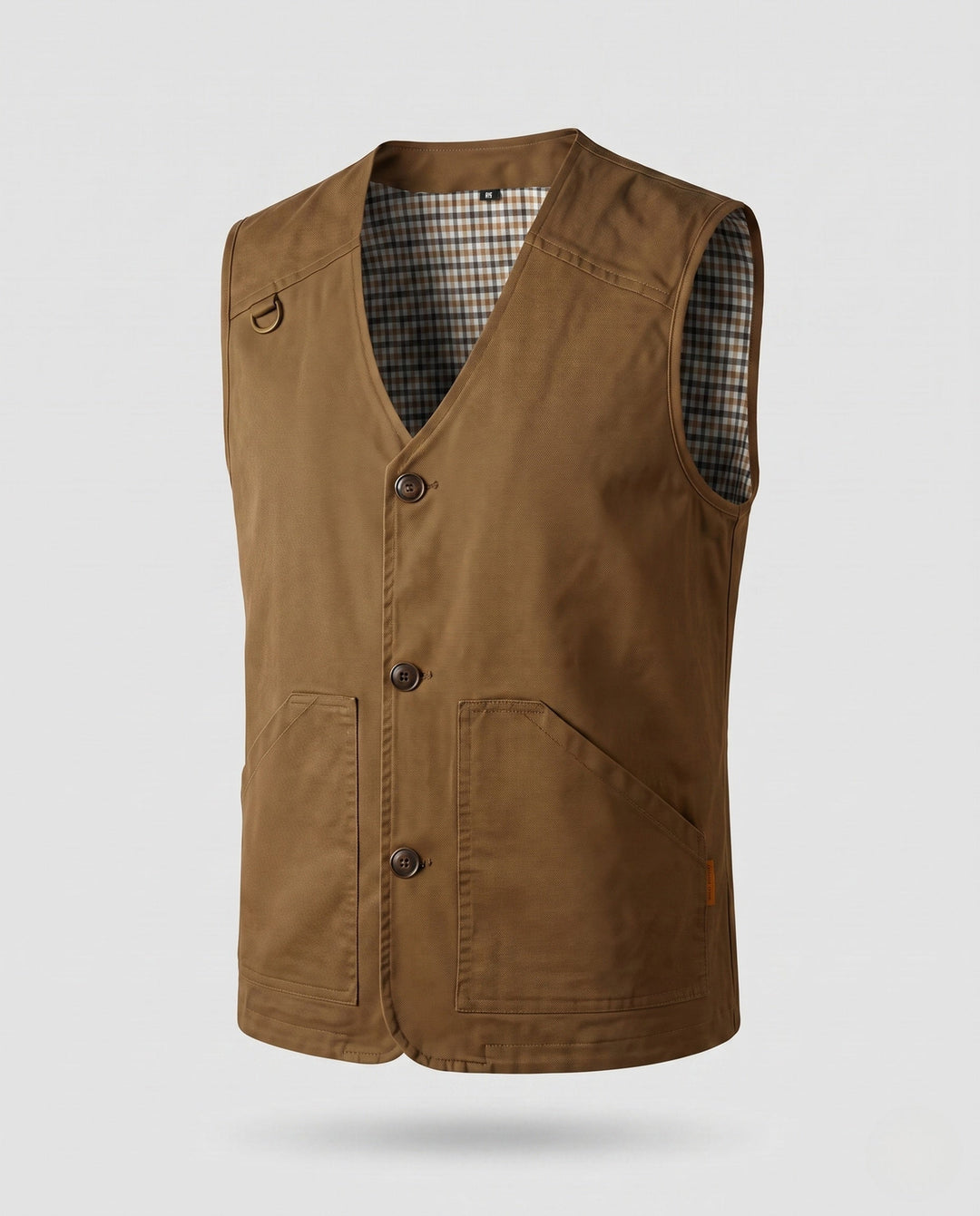 Męska solidny canvas utility kamizelka z w kratę wner Lwwg i D-Rwg