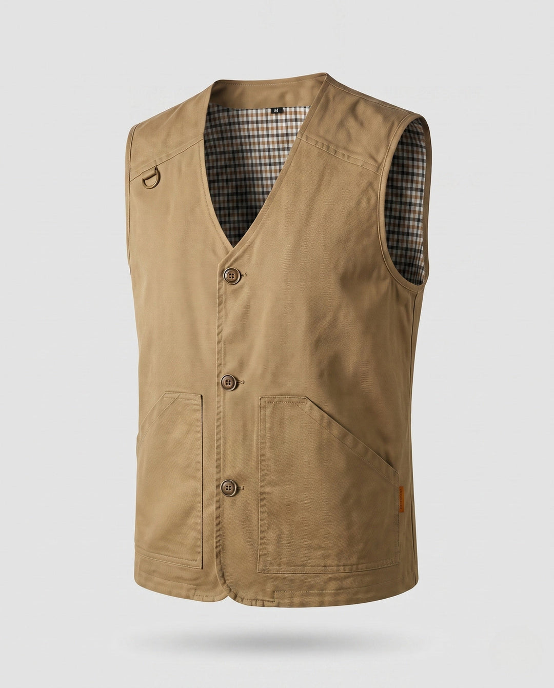 Męska solidny canvas utility kamizelka z w kratę wner Lwwg i D-Rwg