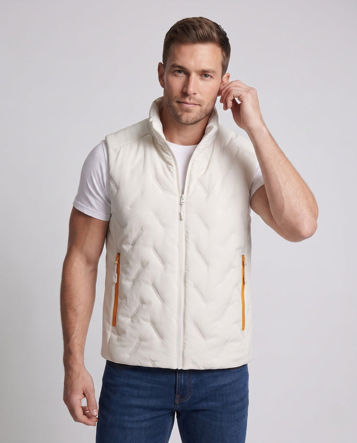 Unisex lekka pikowana Insulated kamizelka z ze stójką i kontrastowy kieszeniami Lumaza