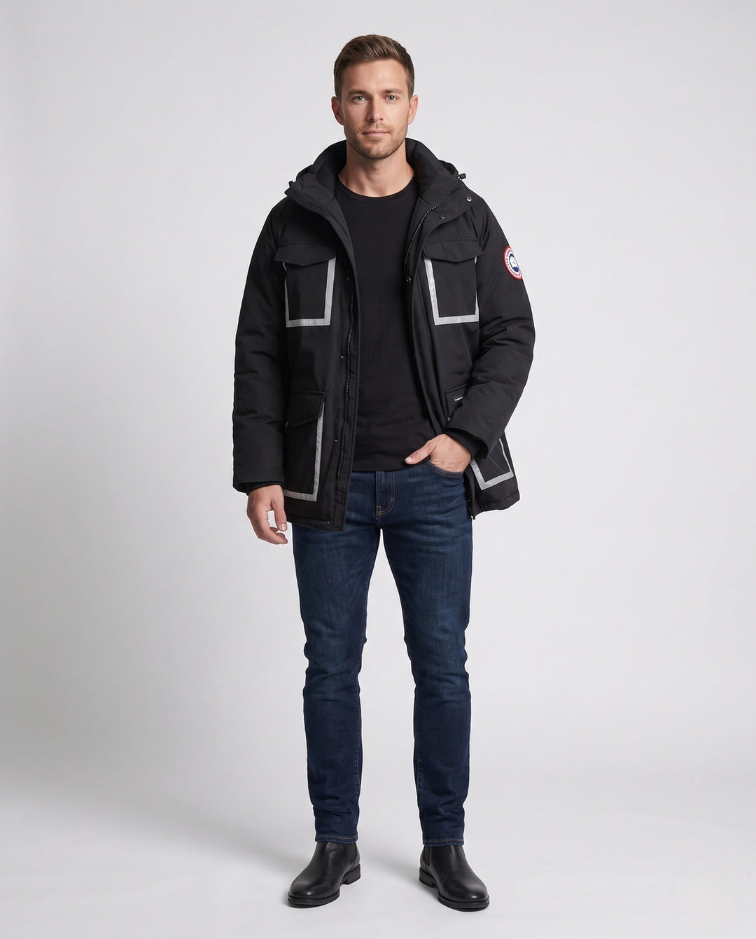 Unisex winter parka z reflective inserts i removable hood Lumaza