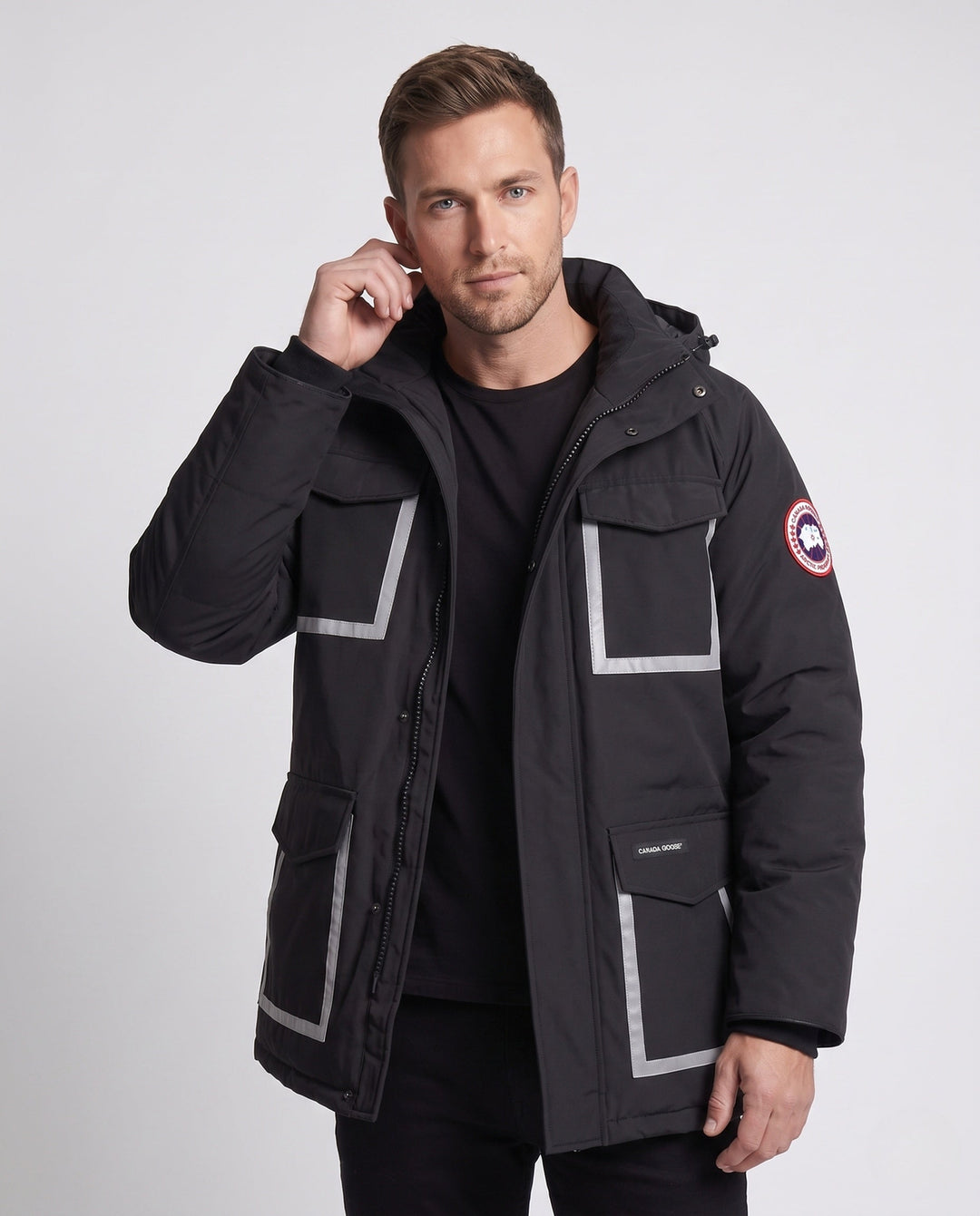 Unisex winter parka z reflective inserts i removable hood Lumaza