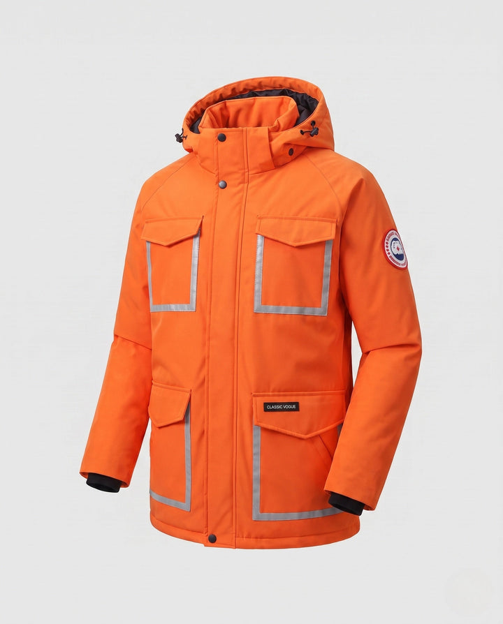 Unisex winter parka z reflective inserts i removable hood Lumaza
