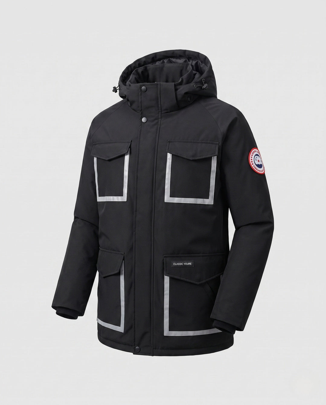 Unisex winter parka z reflective inserts i removable hood Lumaza