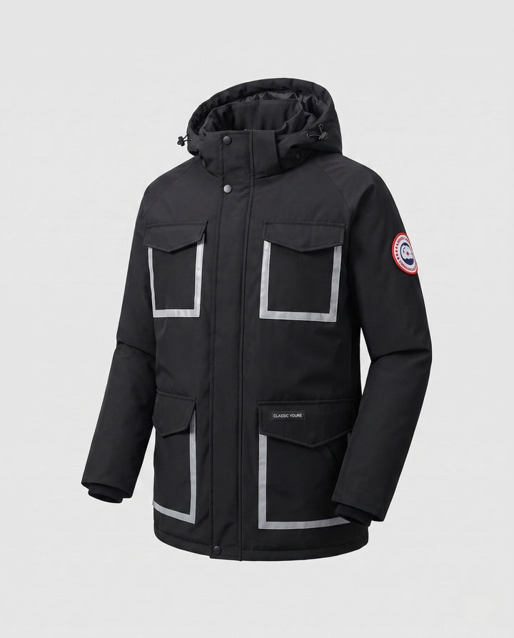 Unisex winter parka z reflective inserts i removable hood Lumaza