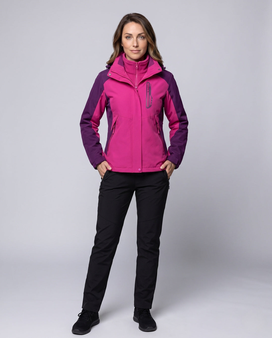 Damska multifunkcjonalna softshellowa outdoor kurtka set z polarowa inner kurtka i funkcjonalna spodnie Lumaza