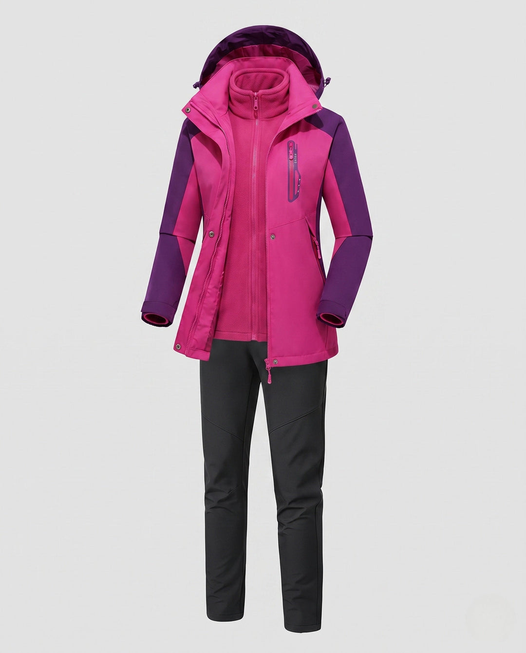 Damska multifunkcjonalna softshellowa outdoor kurtka set z polarowa inner kurtka i funkcjonalna spodnie Lumaza