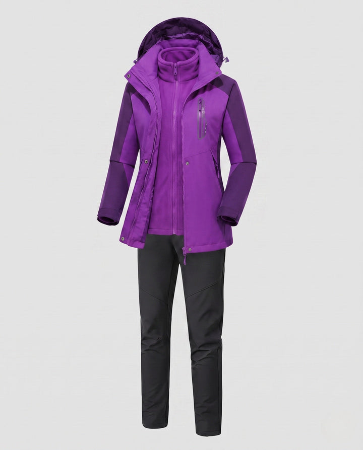 Damska multifunkcjonalna softshellowa outdoor kurtka set z polarowa inner kurtka i funkcjonalna spodnie Lumaza