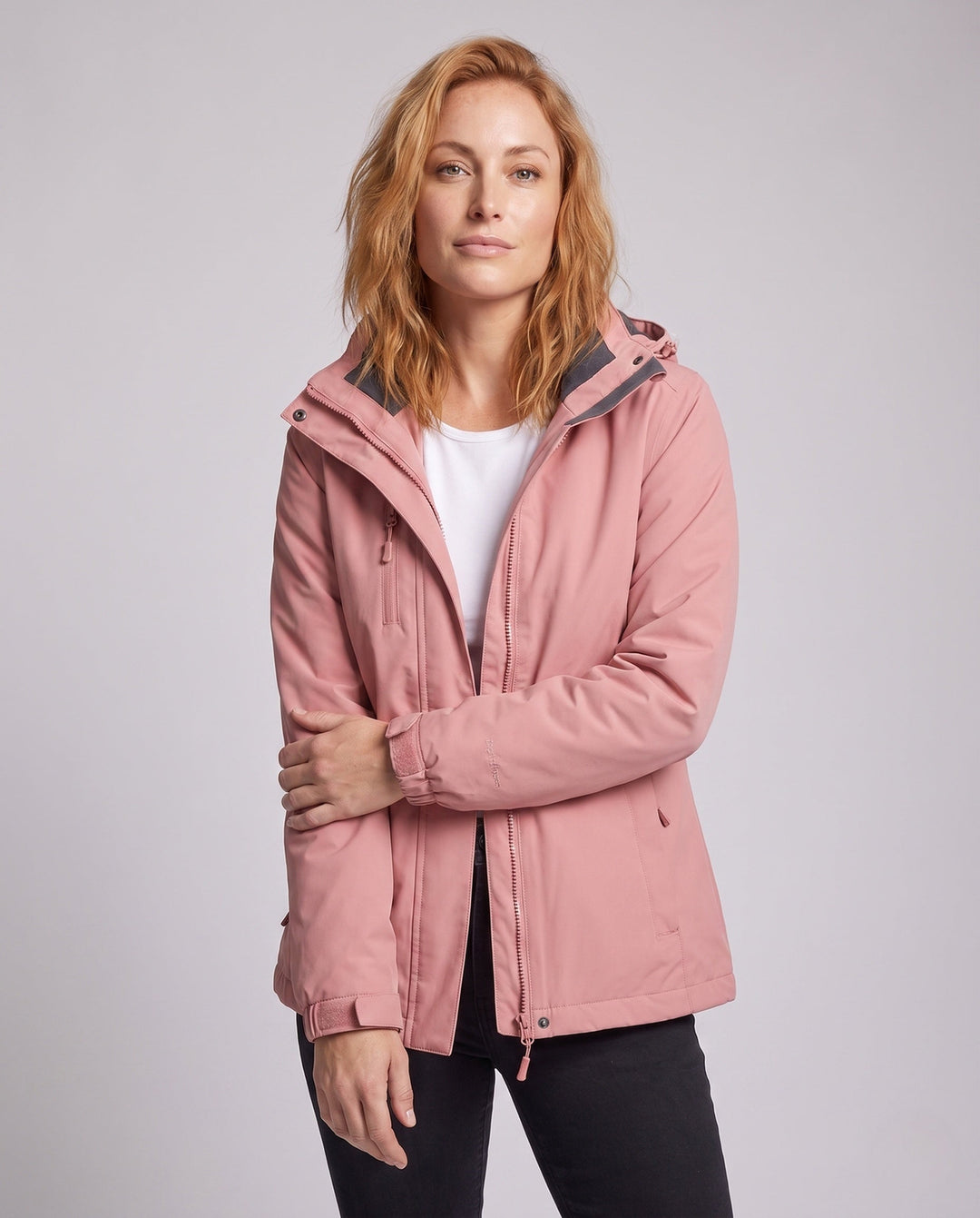 Damska softshellowa parka z removable polarowa inner kurtka i regulowanym hood Lumaza
