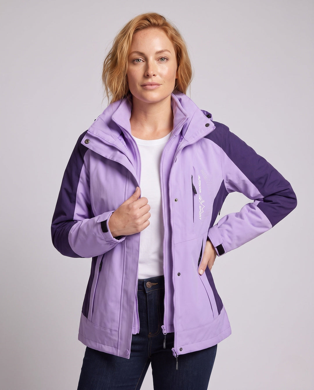 Damska two-layer softshellowa parka z warming polarowa inner lining i regulowanym hood Lumaza
