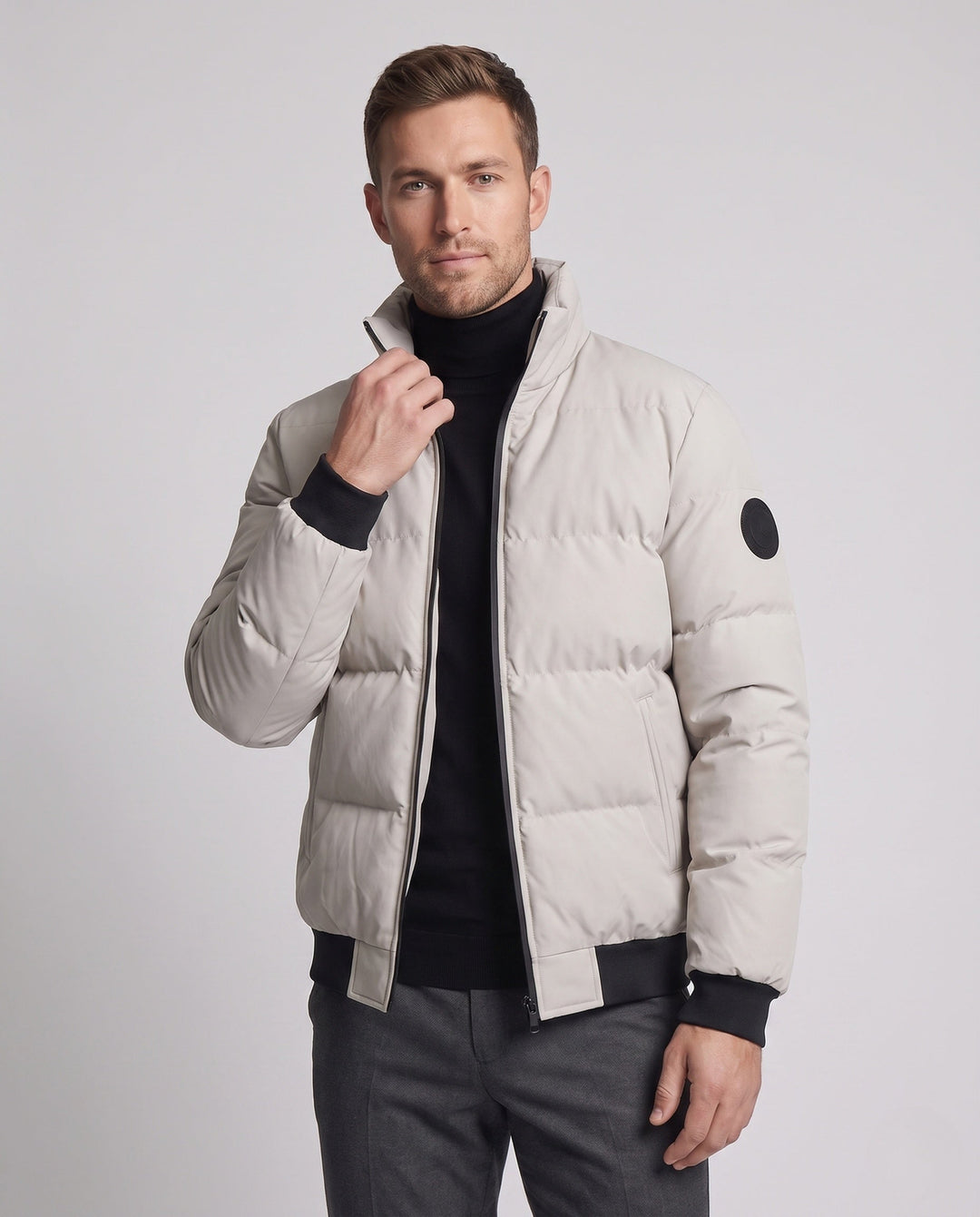Parka męska ze ściągaczami - z ochroną przed wiatrem ze stójką do warstwowych stylizacji