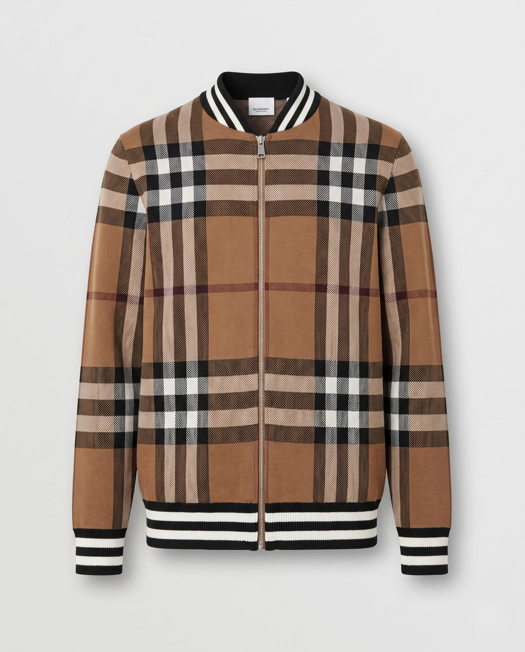 Męski Casual Zip-Up Cardigan z Check Pattern