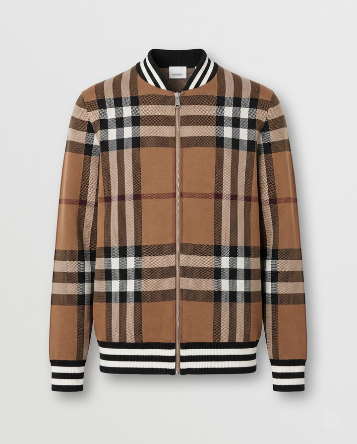 Męski Casual Zip-Up Cardigan z Check Pattern