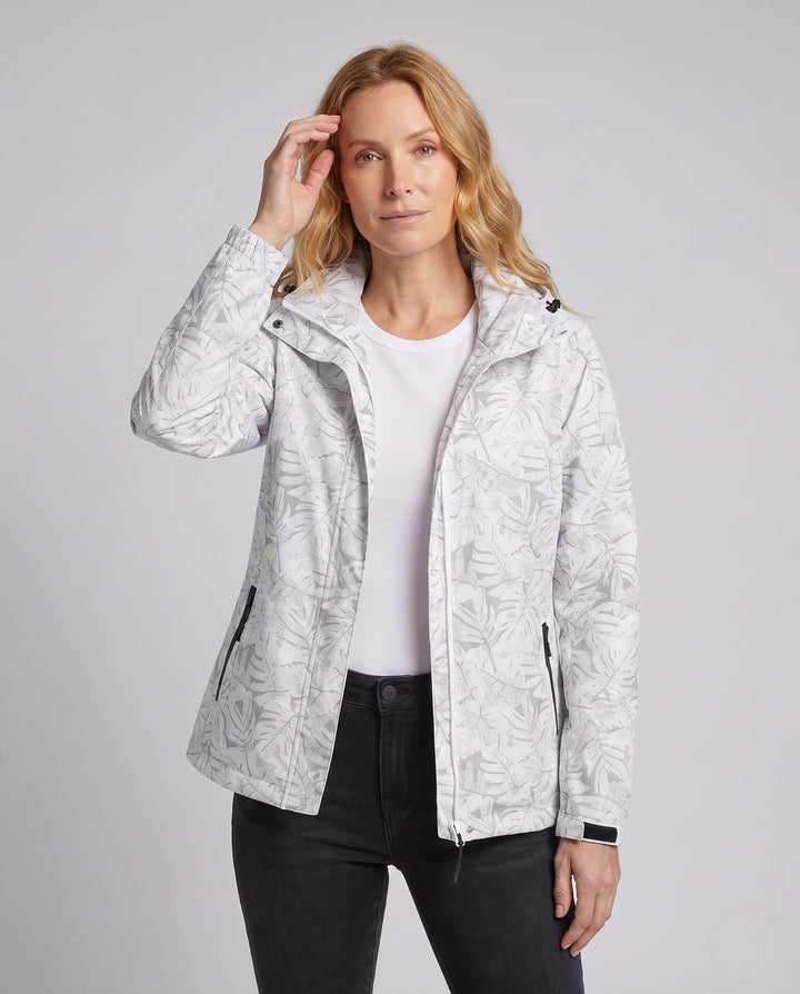 Damska lekka oddychająca Rain kurtka z kapturem i kwiatowa Leaf Print Lumaza