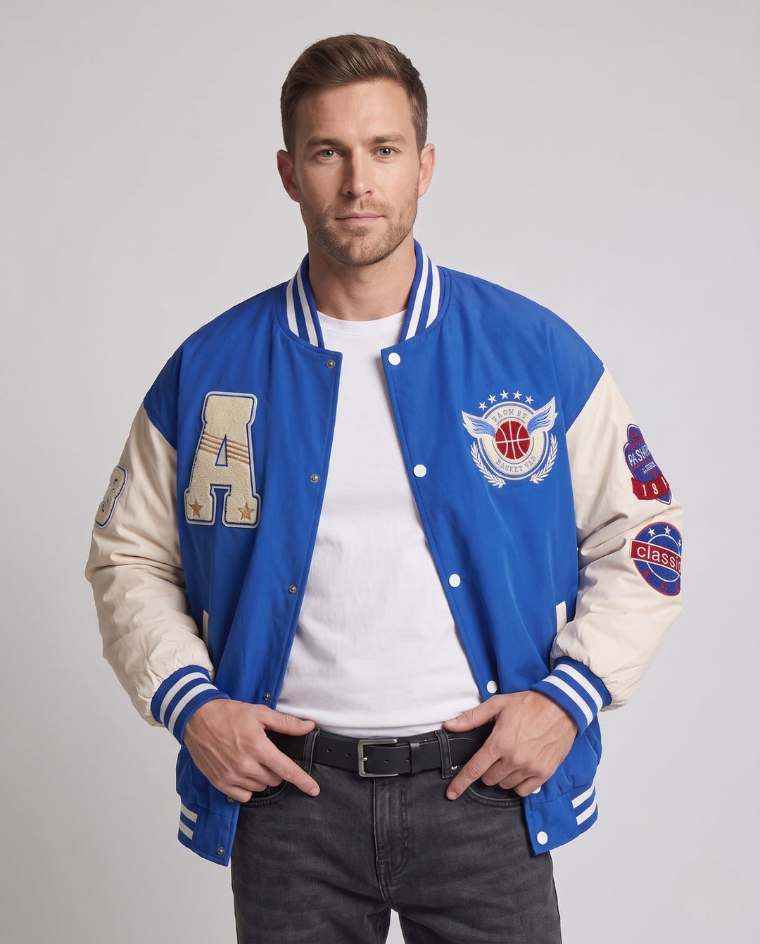 Męski Trendy Varsity Kurtka