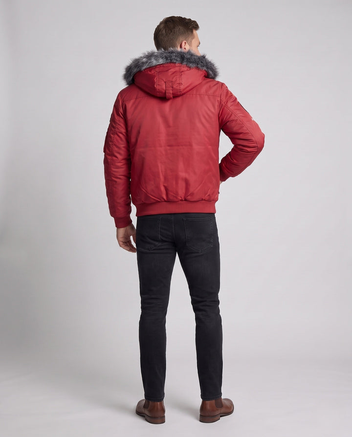 Męski Fashionable Winter Kurtka z Imitacja Futro Podszewka