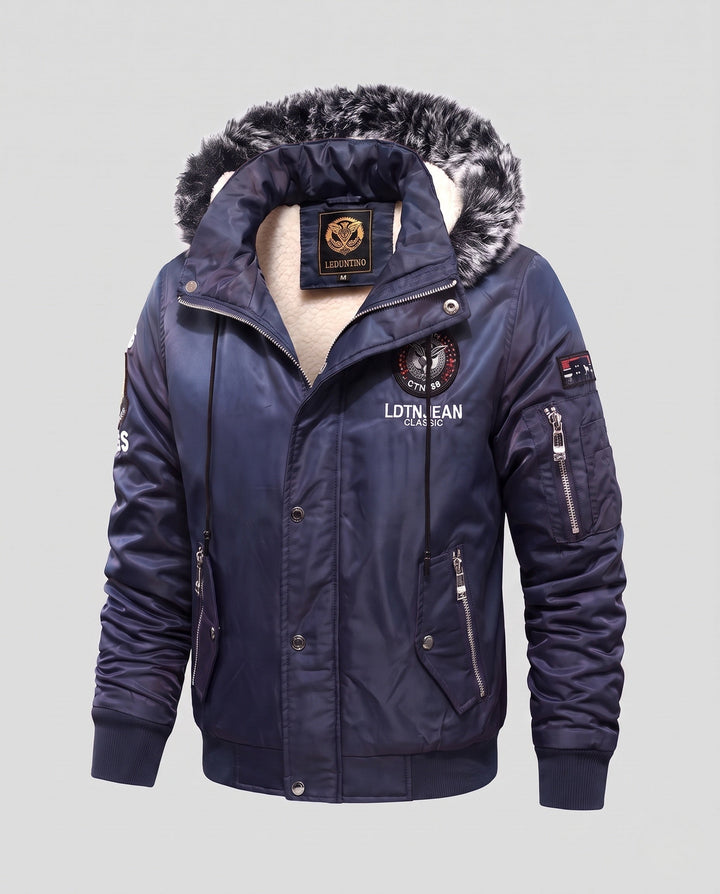 Męski Fashionable Winter Kurtka z Imitacja Futro Podszewka