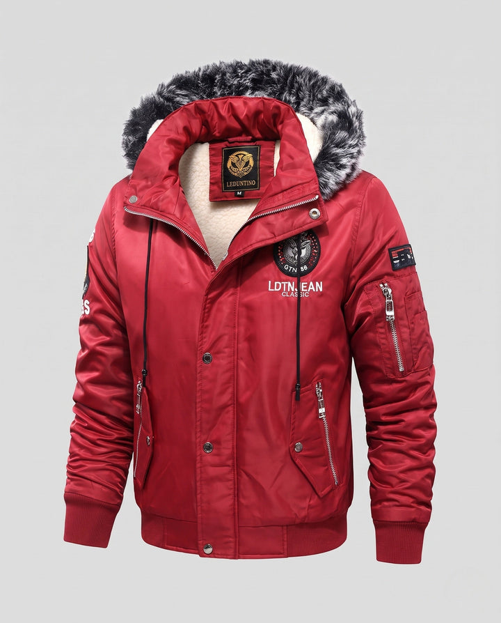 Męski Fashionable Winter Kurtka z Imitacja Futro Podszewka