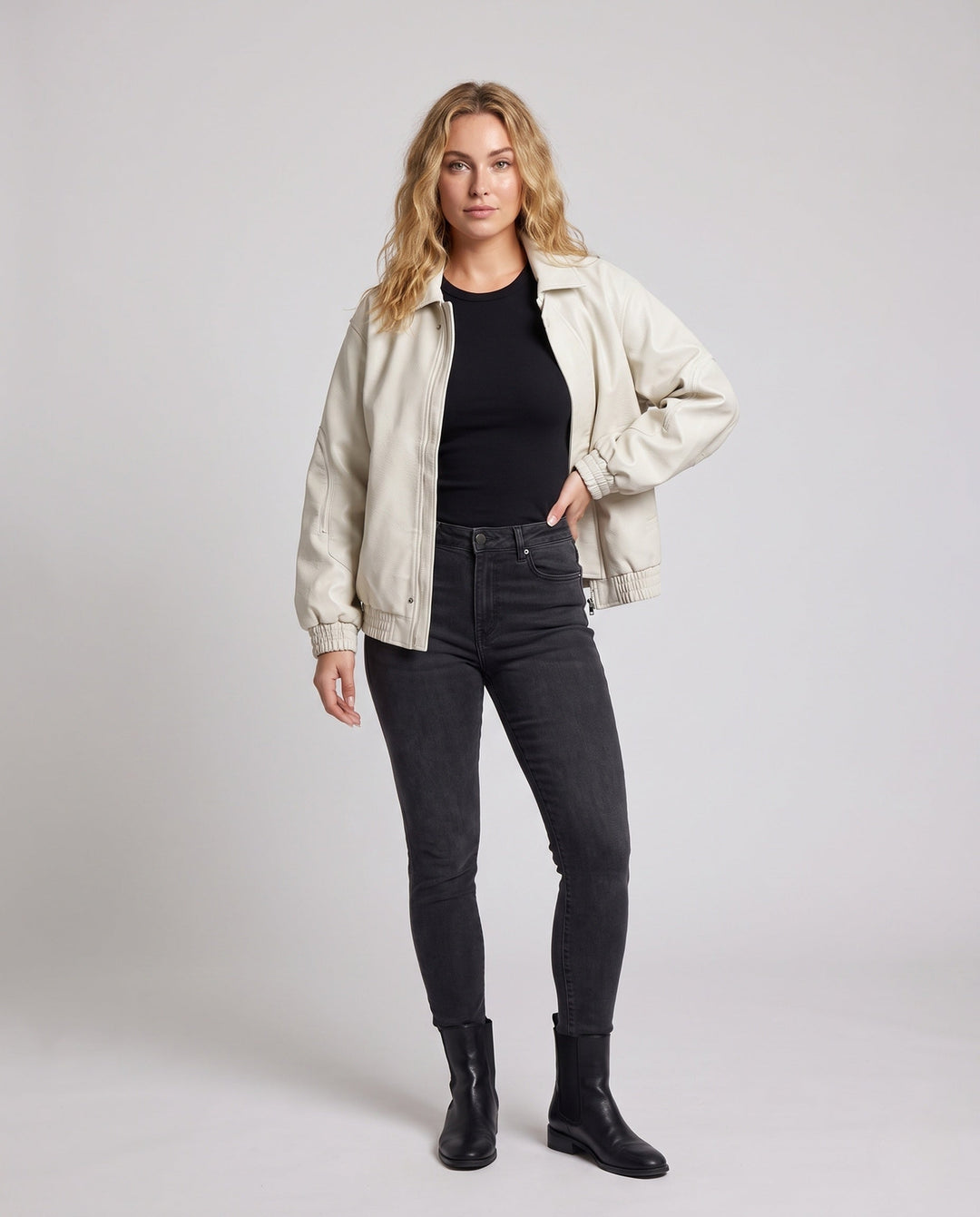 Damska Fashionable imitacja skóry kurtka z codzienna Cut Lumaza