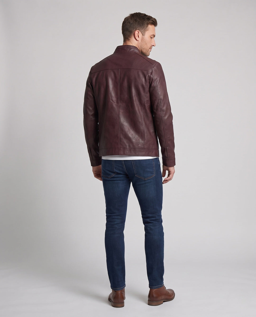Męski Elegancki Imitacja skóry Kurtka z Full-Zip