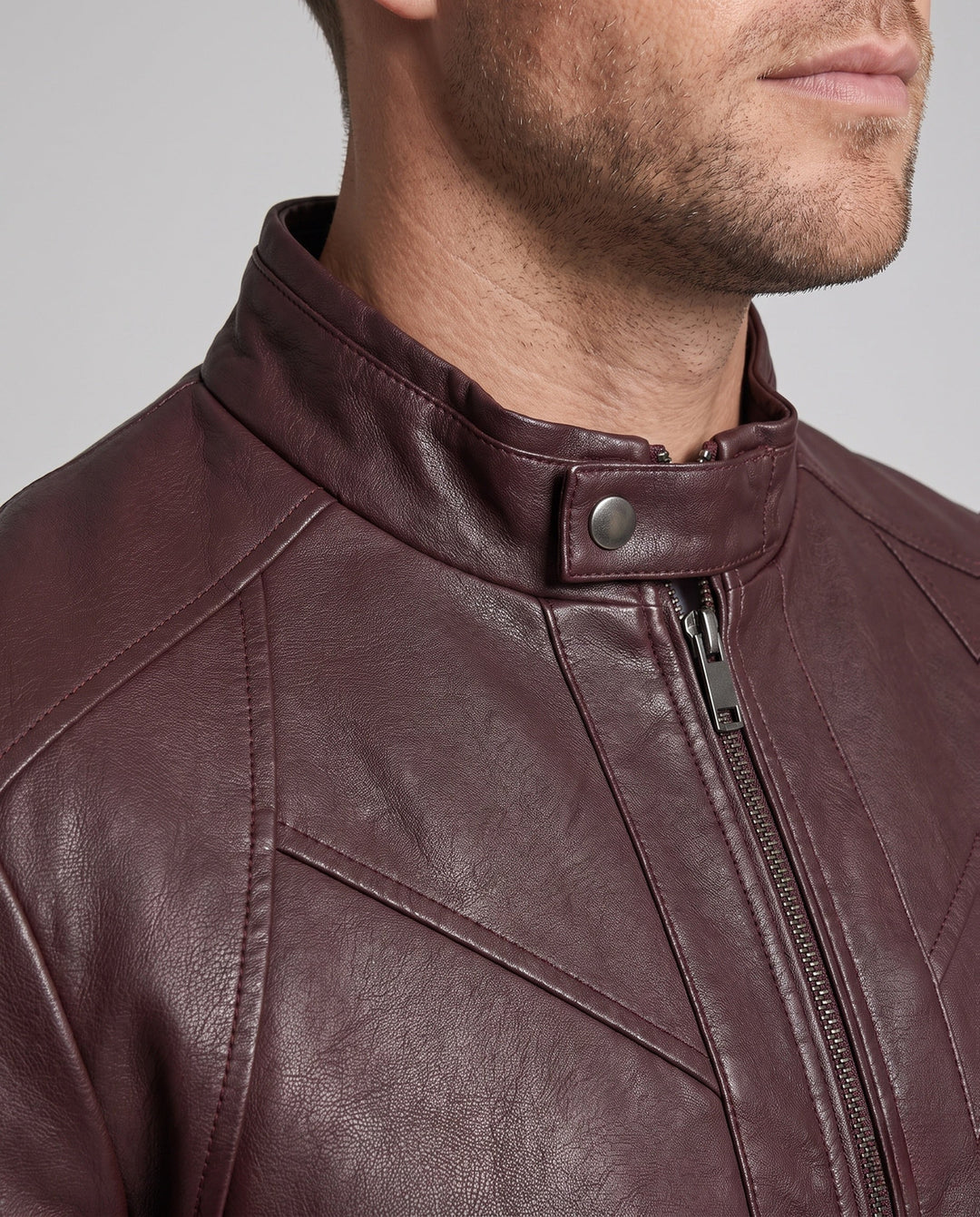 Męski Elegancki Imitacja skóry Kurtka z Full-Zip
