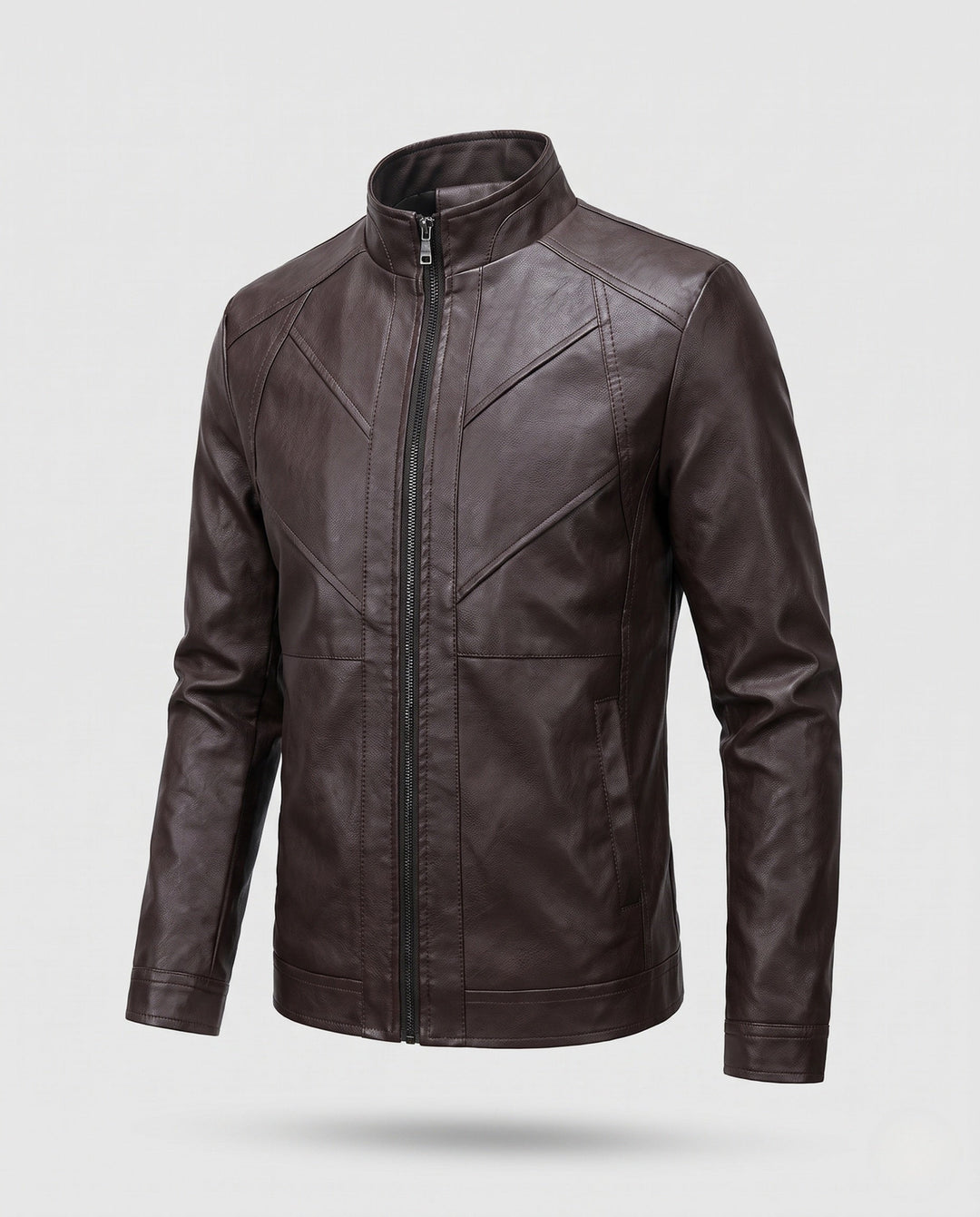 Męski Elegancki Imitacja skóry Kurtka z Full-Zip
