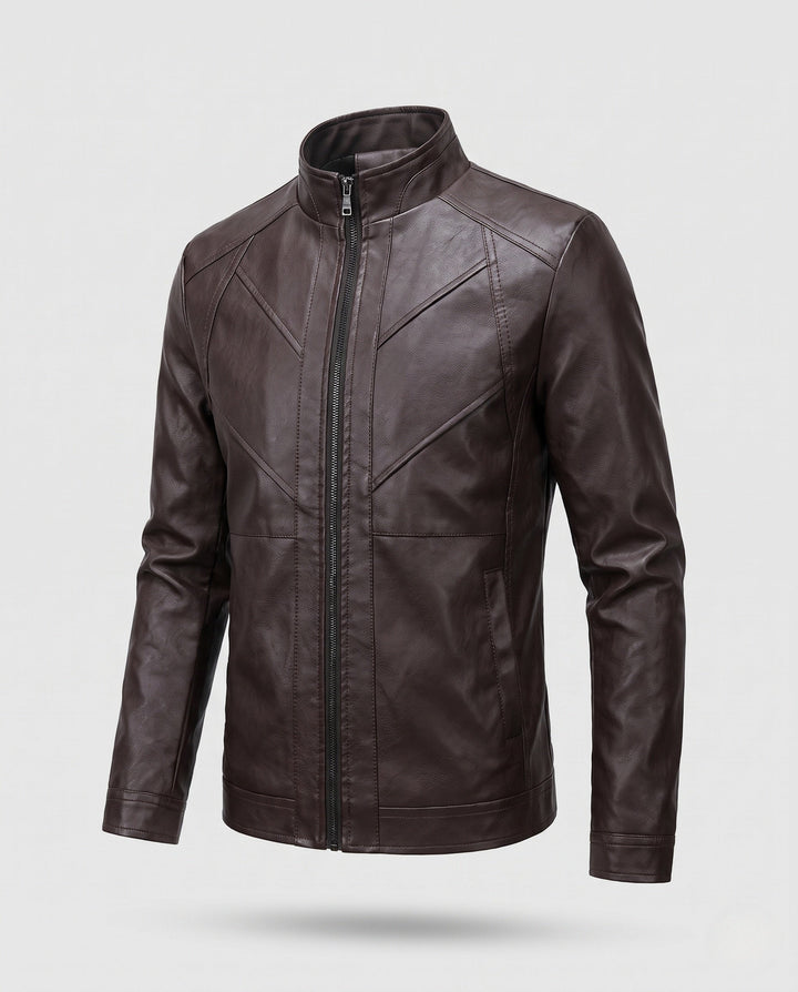 Męski Elegancki Imitacja skóry Kurtka z Full-Zip