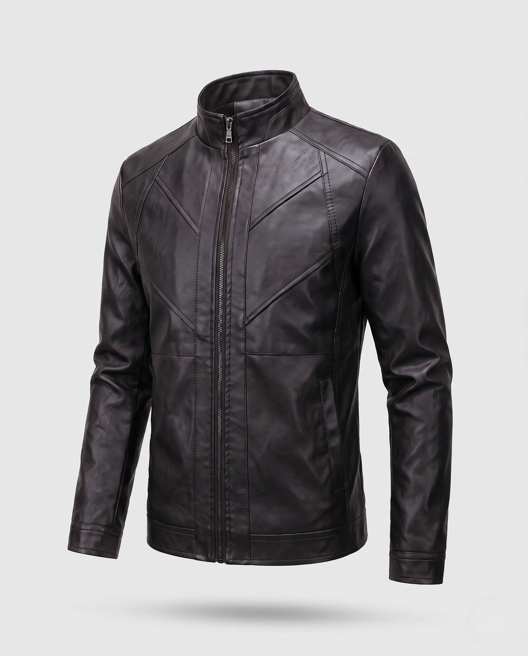 Męski Elegancki Imitacja skóry Kurtka z Full-Zip