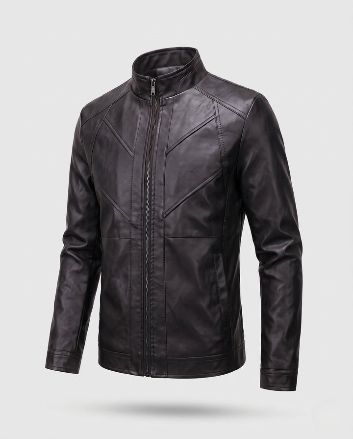 Męski Elegancki Imitacja skóry Kurtka z Full-Zip