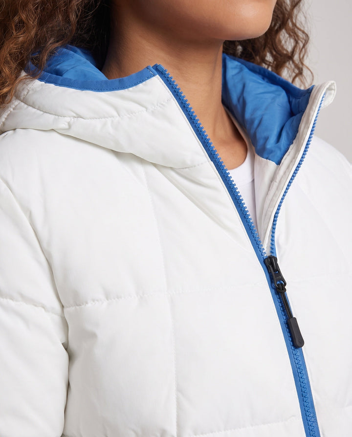 Damska krótka pikowana Winter kurtka z kontrastowy bluza z kapturem Lining &amp; z kieszeniami na zamek Lumaza
