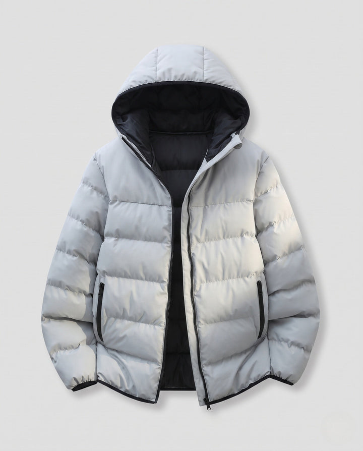 Damska krótka pikowana Winter kurtka z kontrastowy bluza z kapturem Lining &amp; z kieszeniami na zamek Lumaza