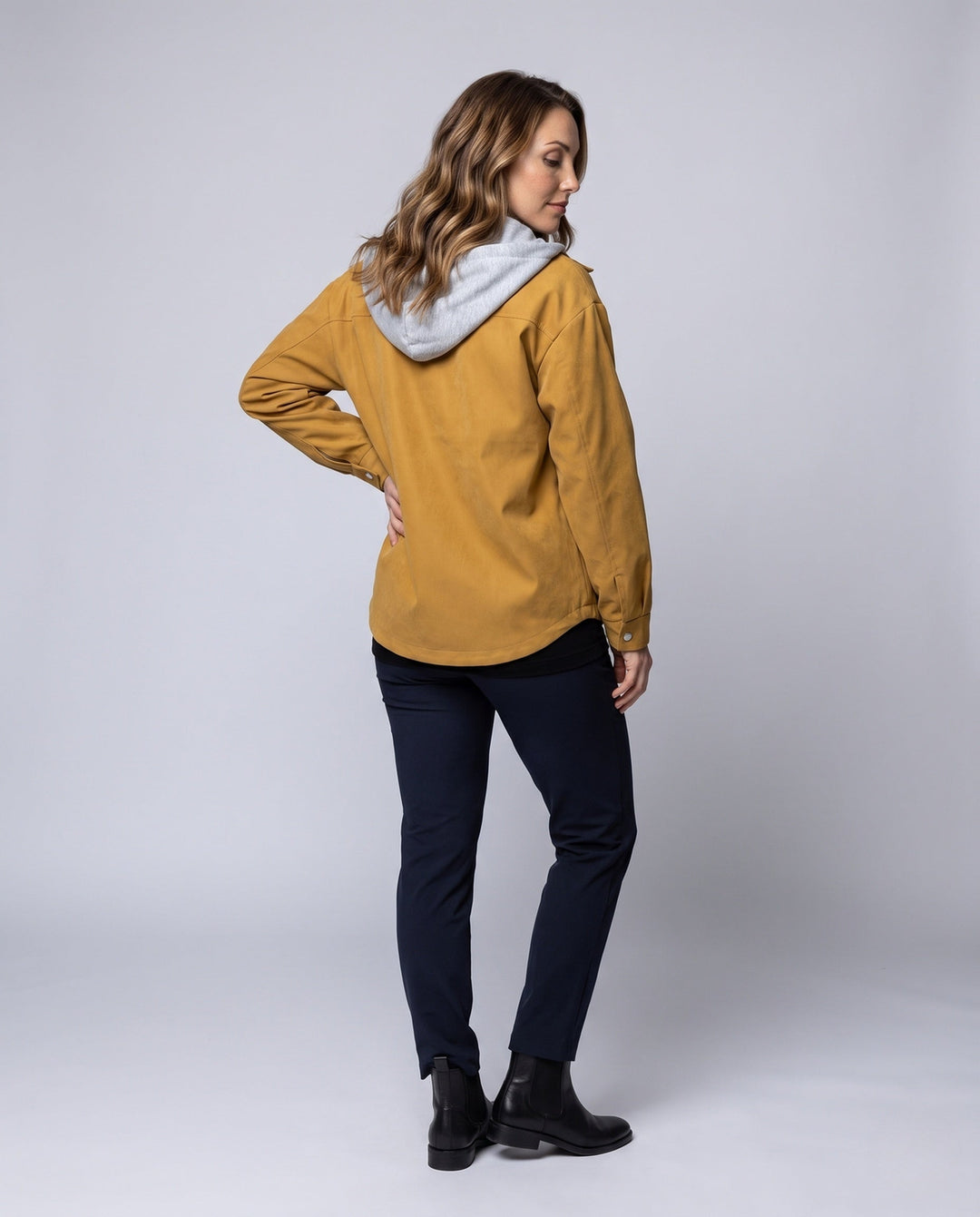 Damska oversize Transitional kurtka z kapturem, kontrastowy Lining &amp; z kieszeniami na zamek Lumaza