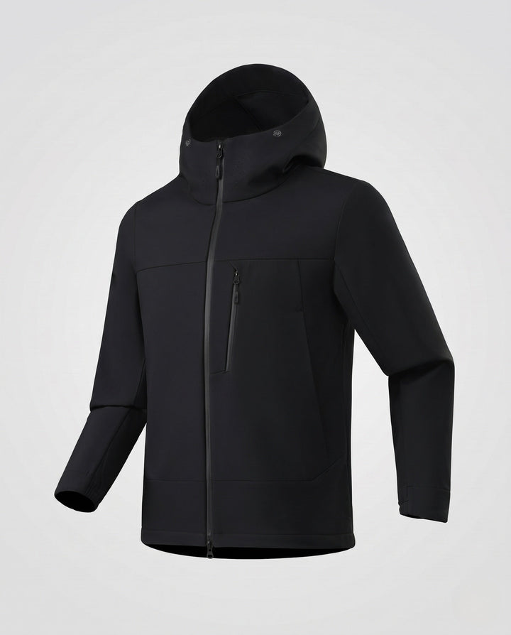 Męski Oddychający Kurtka softshell z Ergonomic Kaptur, Zamek Kieszeń na piersi &amp; Extended Tył Dół