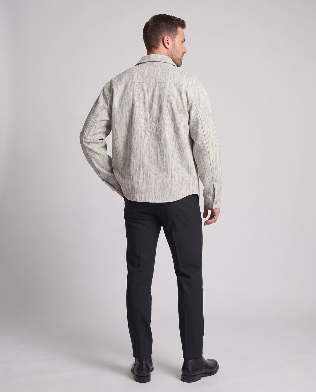 Męski Oversized Transitional Kurtka z Snap Guzik Zapięcie i Textured Surface