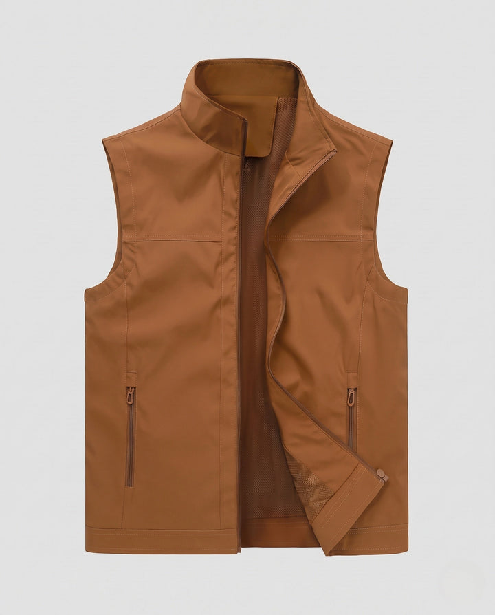 Męski Softshell Kamizelka z wiatroszczelny zewnętrzna warstwa, siatka podszewka &amp; secure kieszenie na zamek