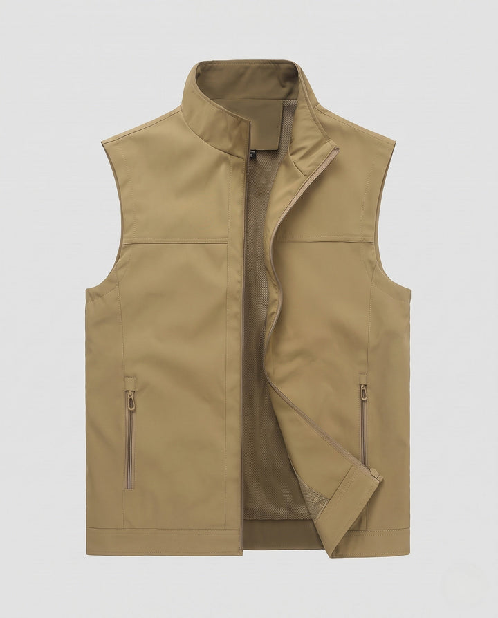 Męski Softshell Kamizelka z wiatroszczelny zewnętrzna warstwa, siatka podszewka &amp; secure kieszenie na zamek