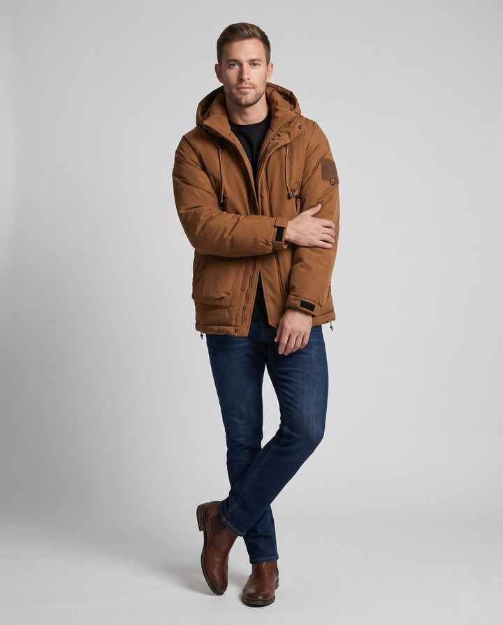 Męska Technical kapturemed parka z Extended Back, termiczny Quiltwg &amp; Multi-funkcja kieszeniami