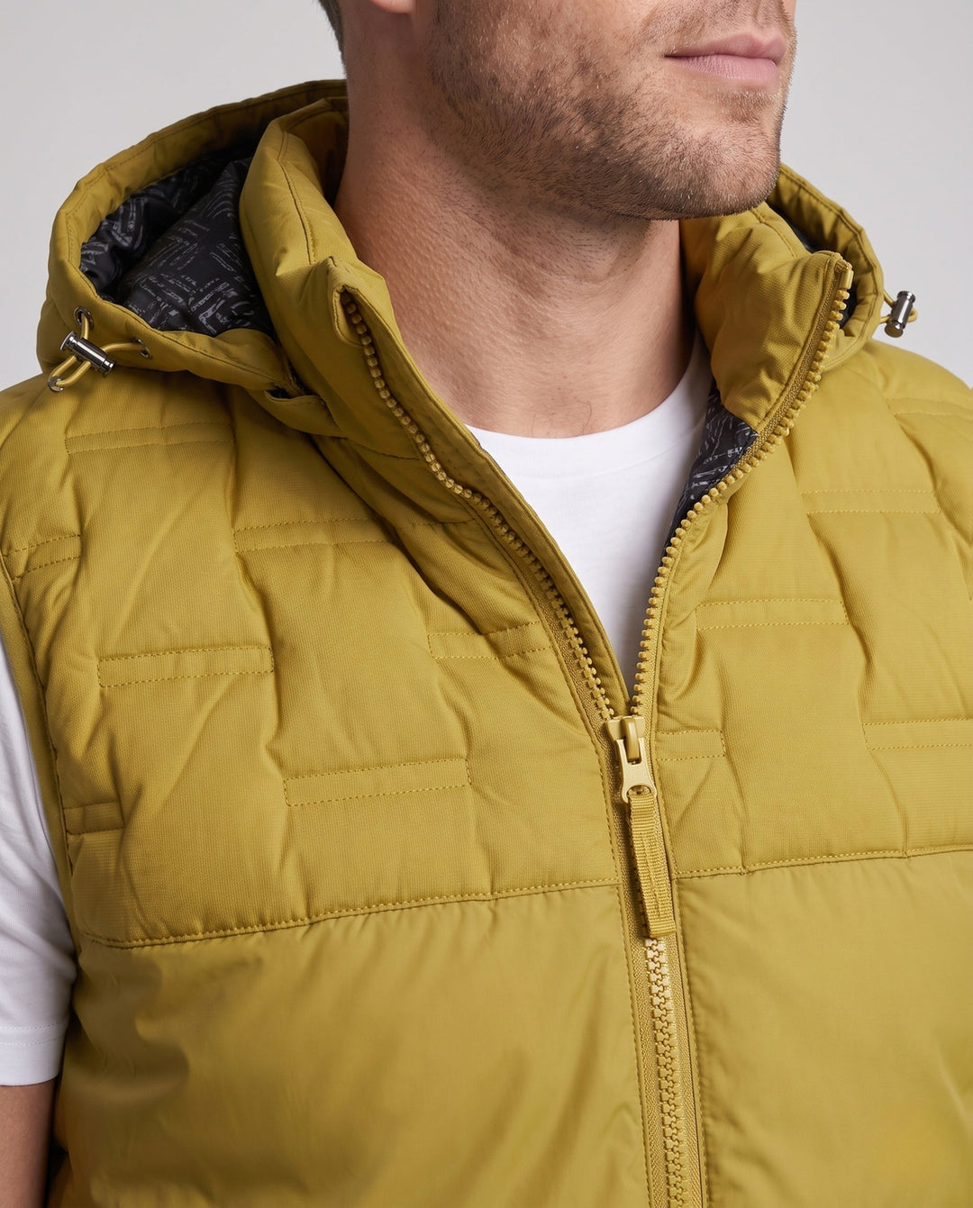 Męski Ultra-lekki Pikowany Kamizelka termiczna z Kaptur, Packable Feature &amp; Wind-resistant Surface