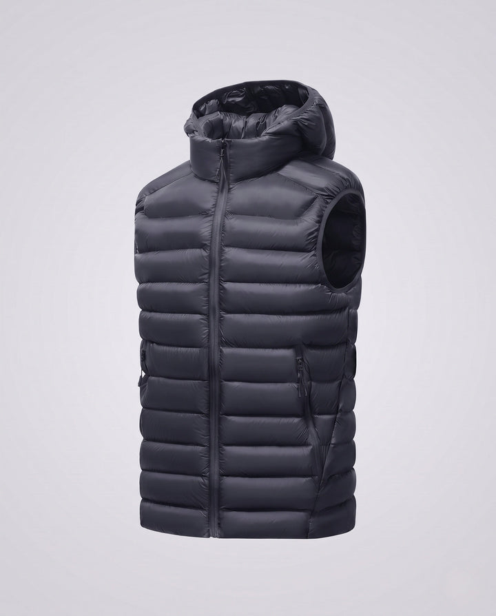 Męski Ultra-lekki Pikowany Kamizelka termiczna z Kaptur, Packable Feature &amp; Wind-resistant Surface