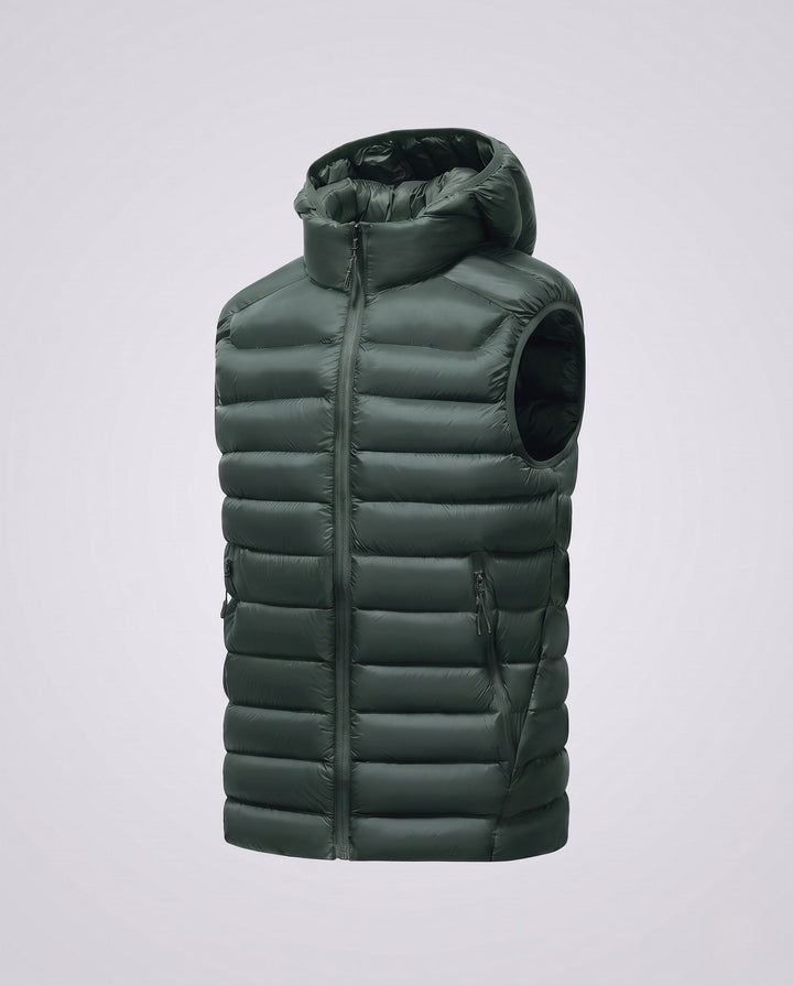 Męski Ultra-lekki Pikowany Kamizelka termiczna z Kaptur, Packable Feature &amp; Wind-resistant Surface