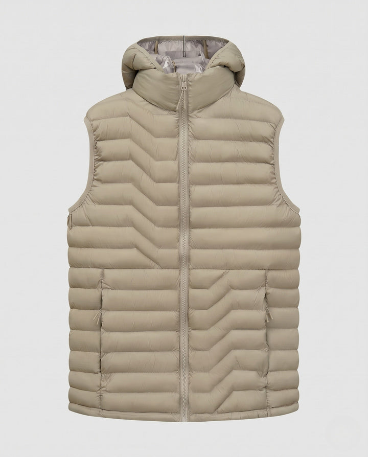 Męski Ultra-lekki Pikowany Kamizelka termiczna z Kaptur, Packable Feature &amp; Wind-resistant Surface